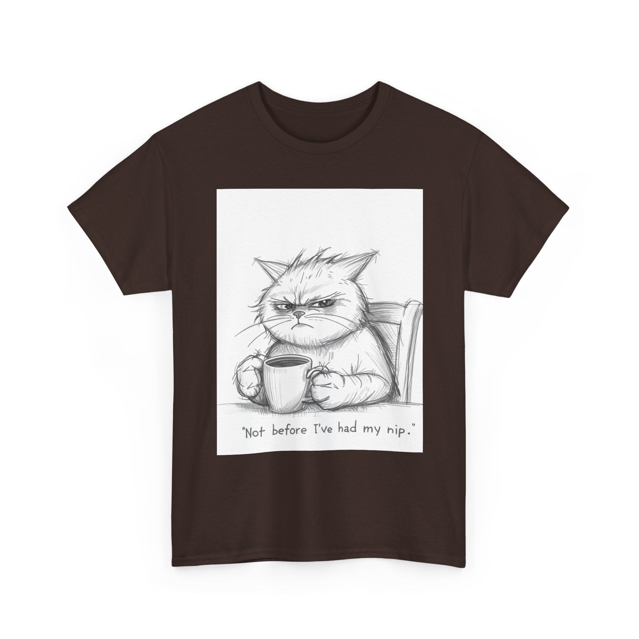 Funny Cat Coffee Unisex Heavy Cotton Tee
