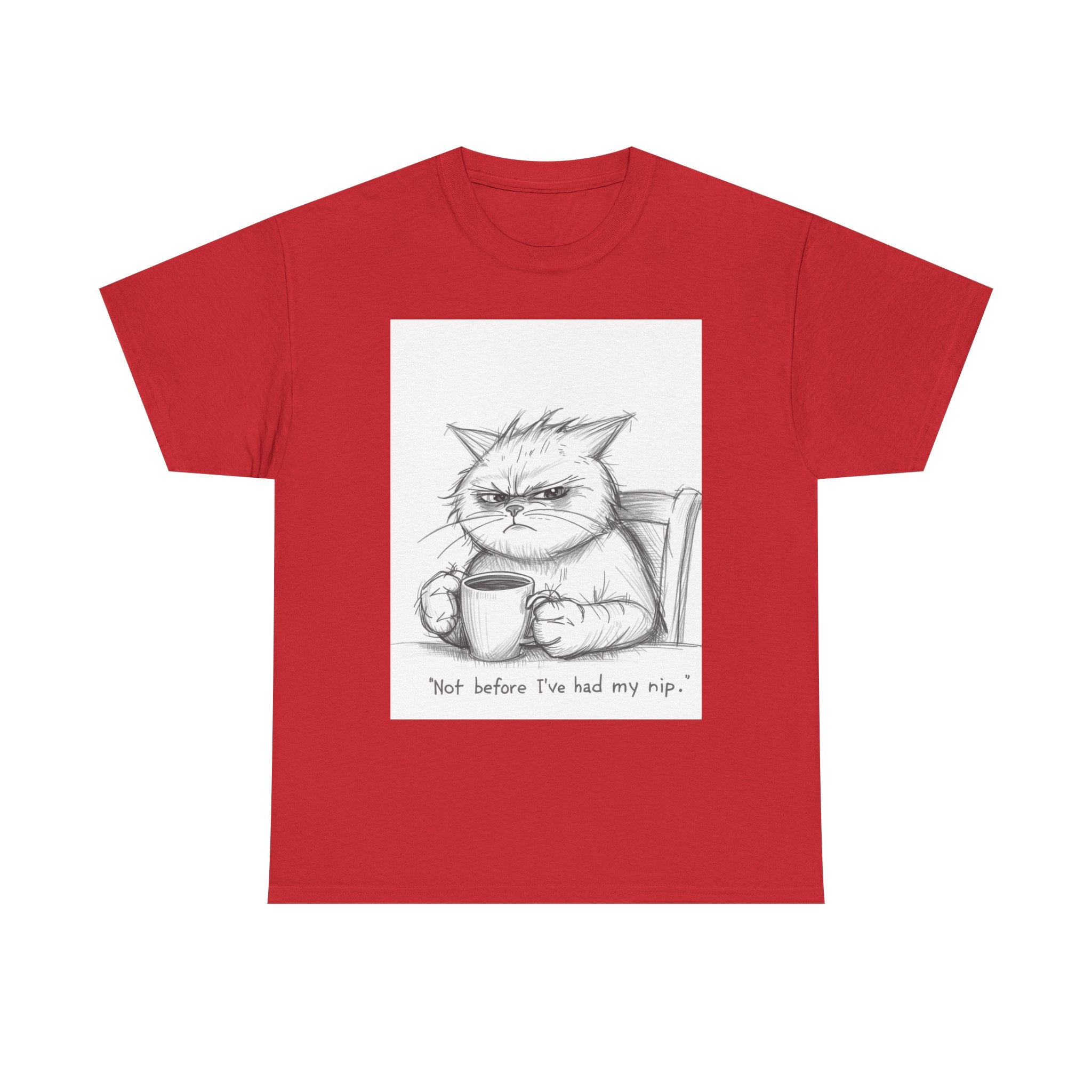 Funny Cat Coffee Unisex Heavy Cotton Tee