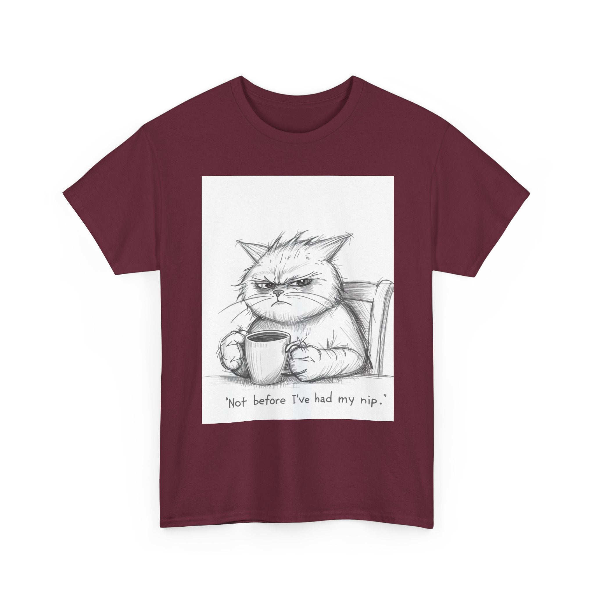 Funny Cat Coffee Unisex Heavy Cotton Tee