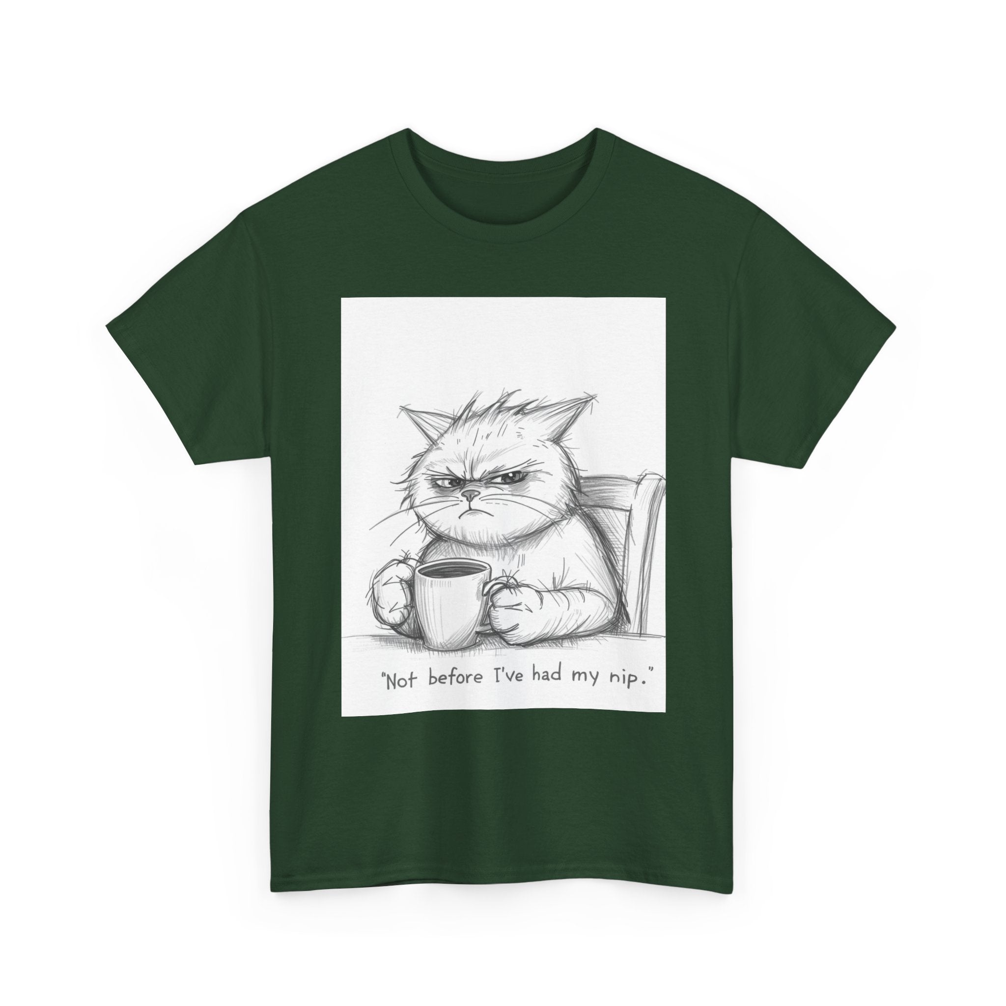 Funny Cat Coffee Unisex Heavy Cotton Tee