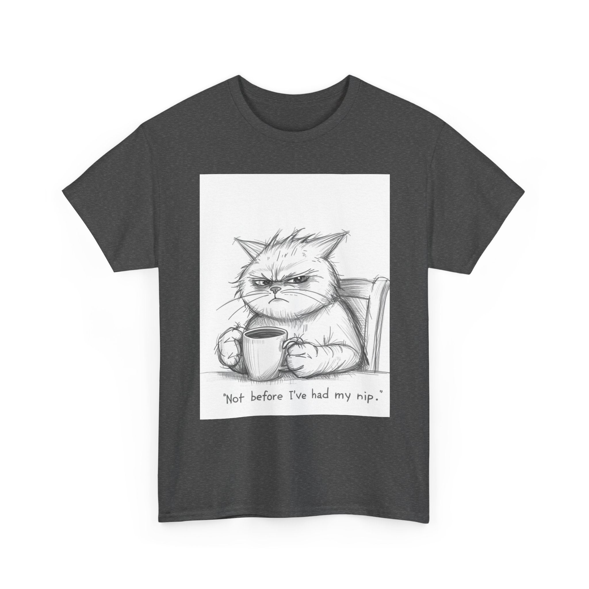 Funny Cat Coffee Unisex Heavy Cotton Tee