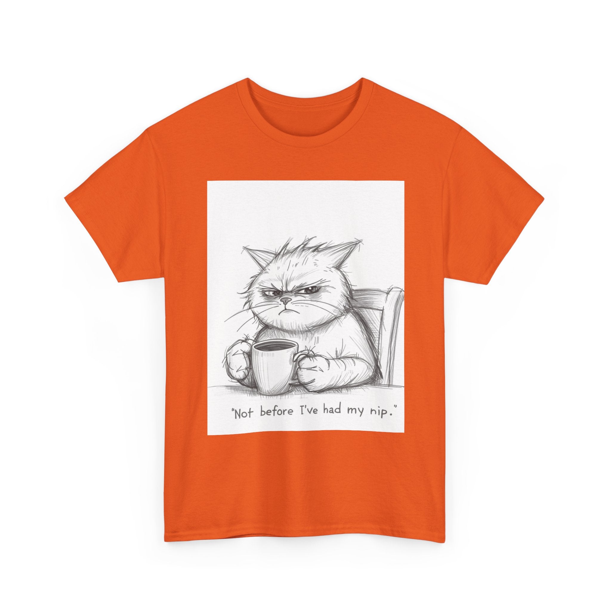 Funny Cat Coffee Unisex Heavy Cotton Tee