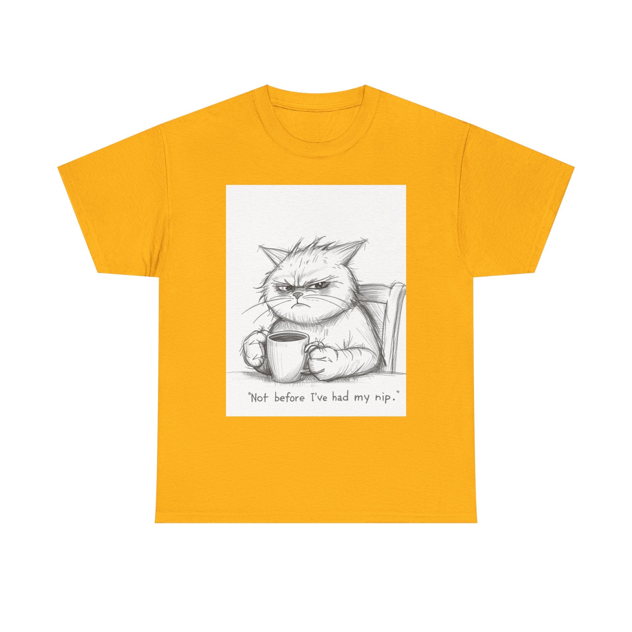 Funny Cat Coffee Unisex Heavy Cotton Tee