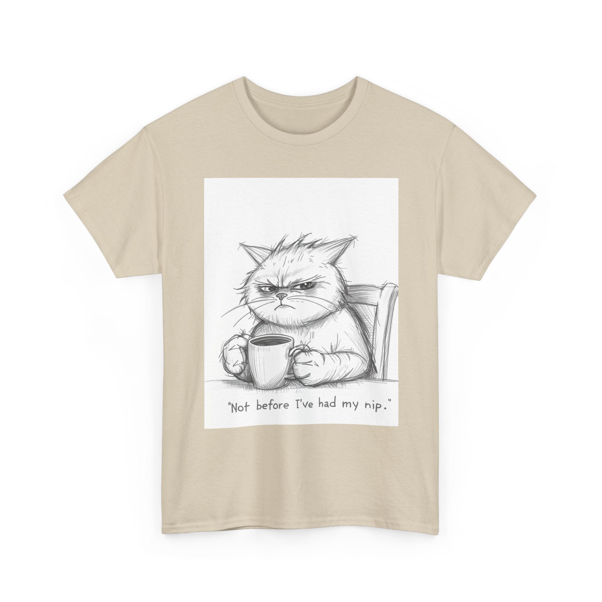 Funny Cat Coffee Unisex Heavy Cotton Tee