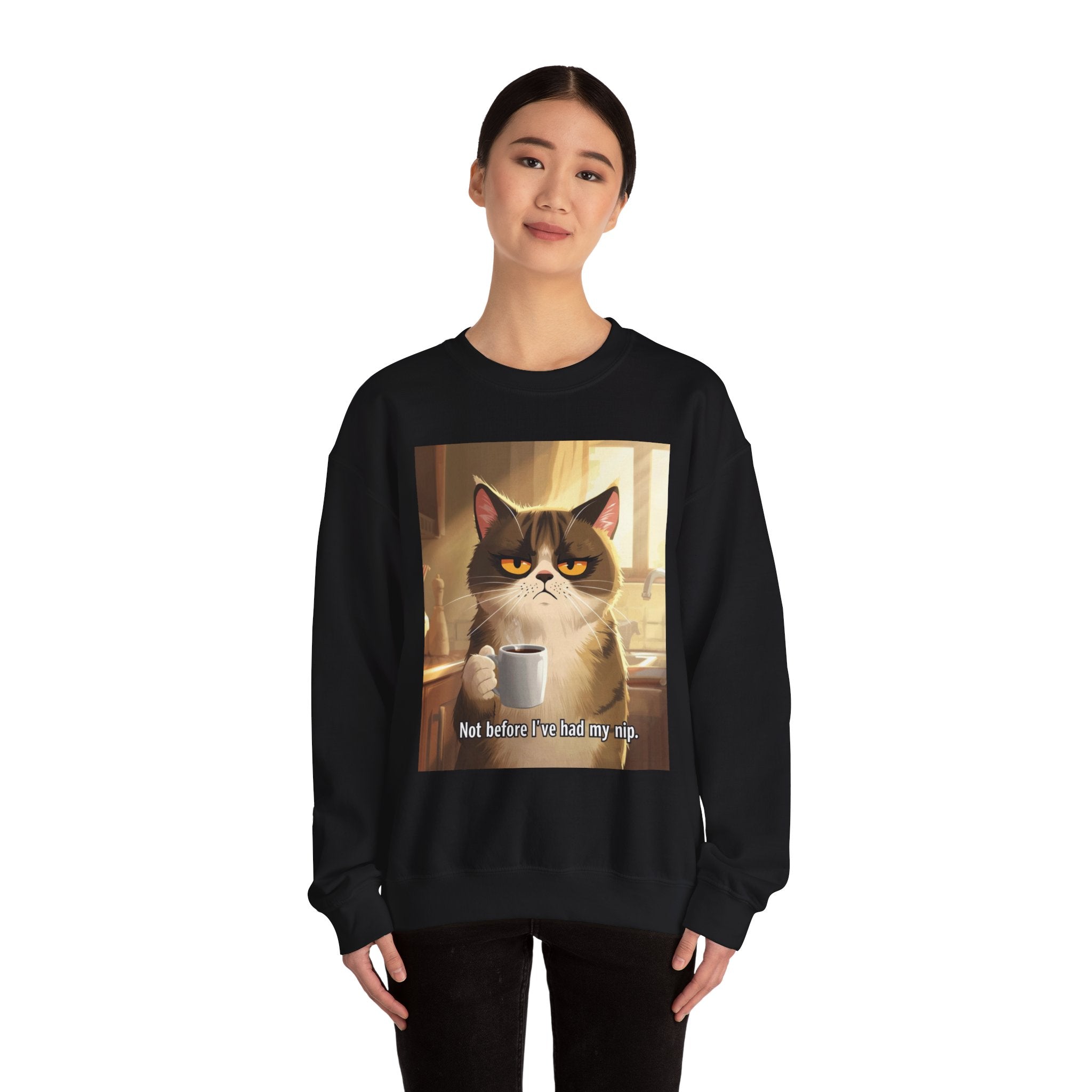Funny Cat Crewneck Sweatshirt - Not Before Juice