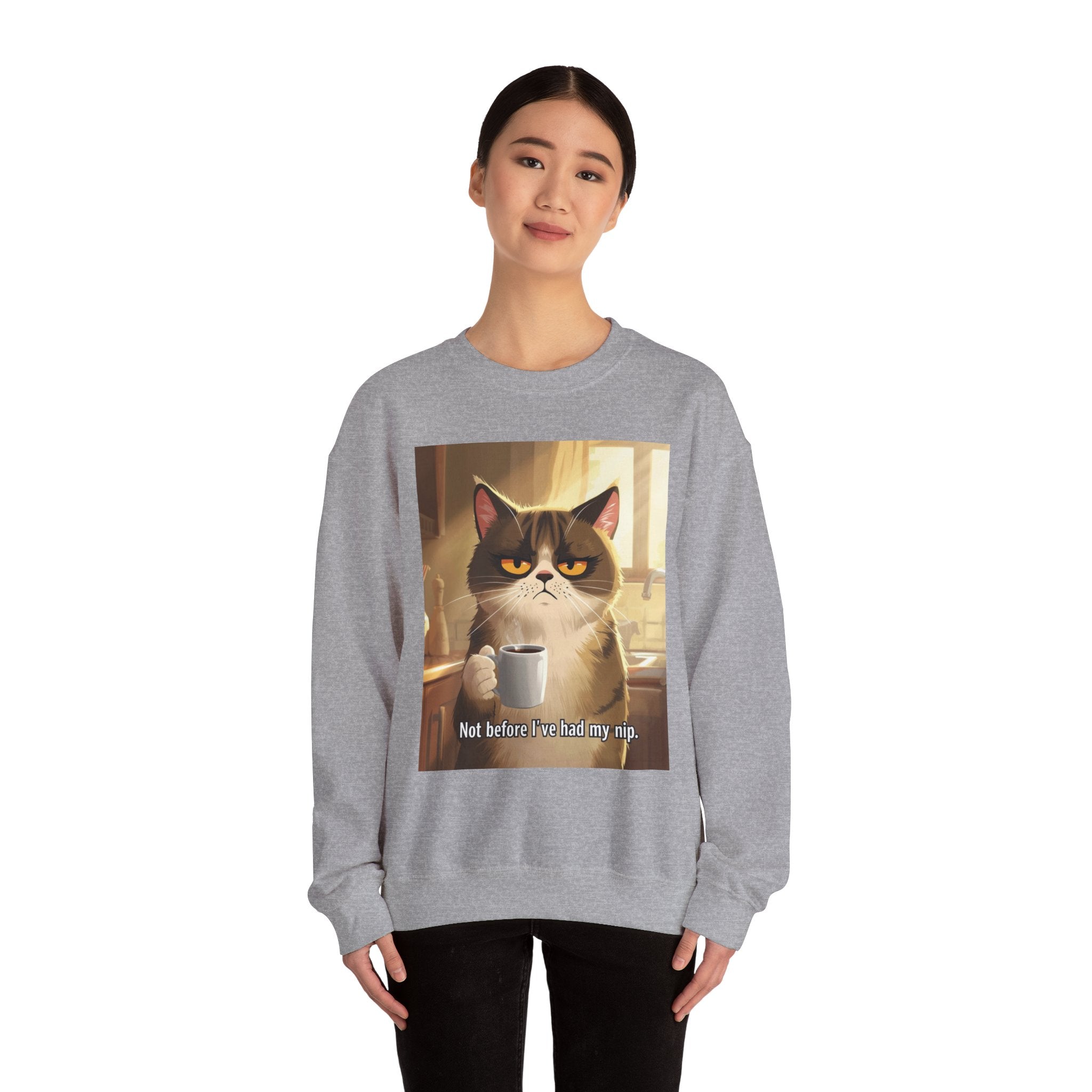 Funny Cat Crewneck Sweatshirt - Not Before Juice