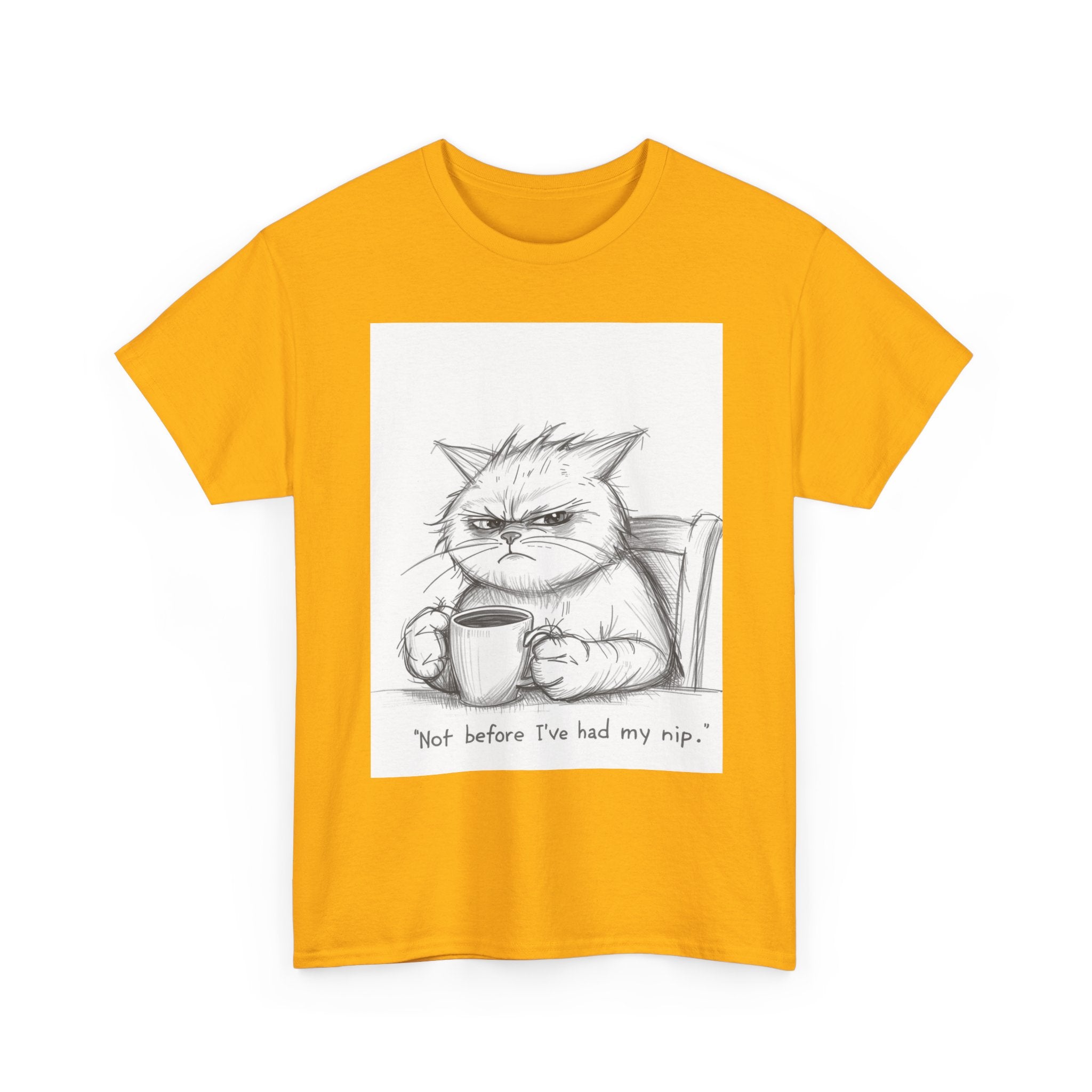 Funny Cat Coffee Unisex Heavy Cotton Tee