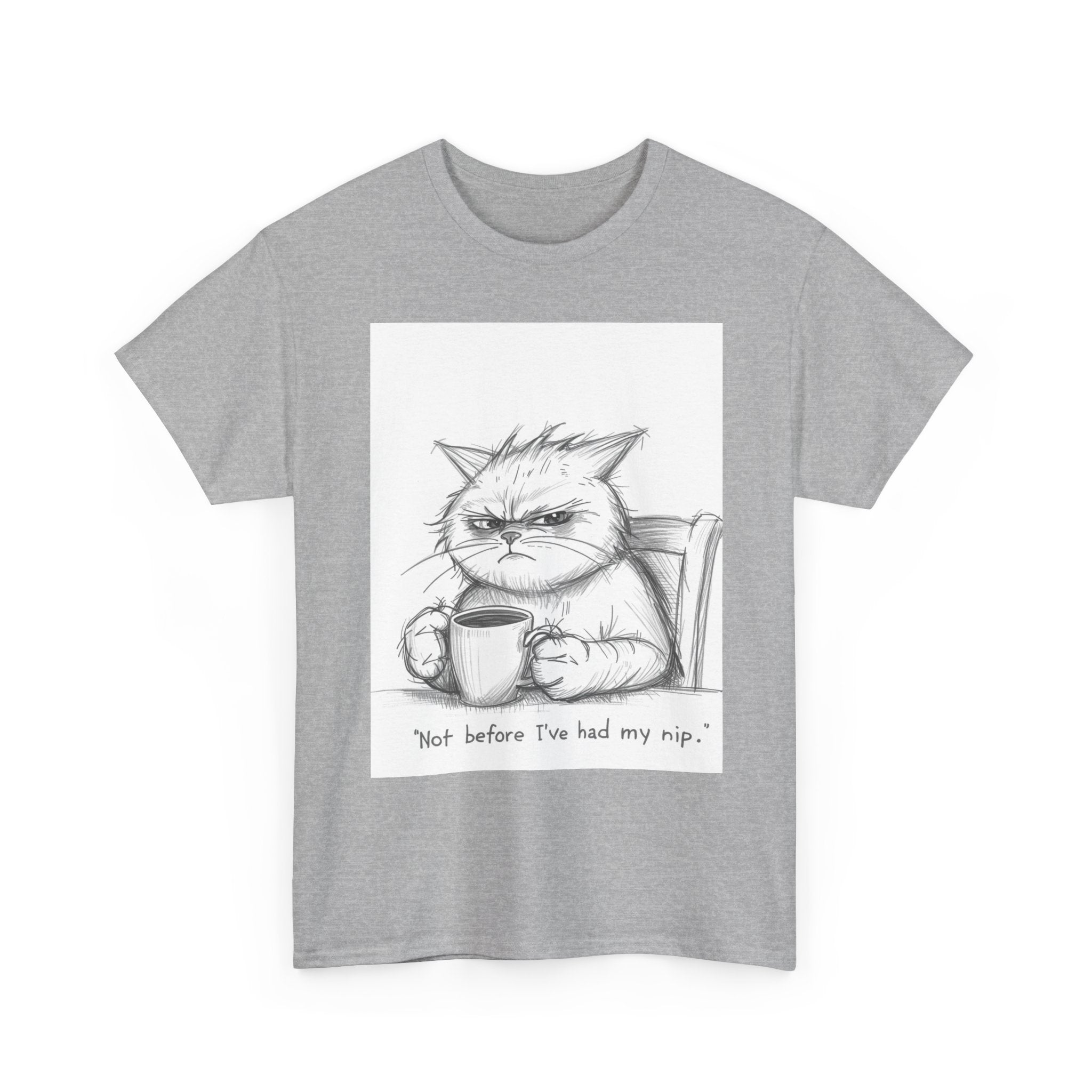 Funny Cat Coffee Unisex Heavy Cotton Tee