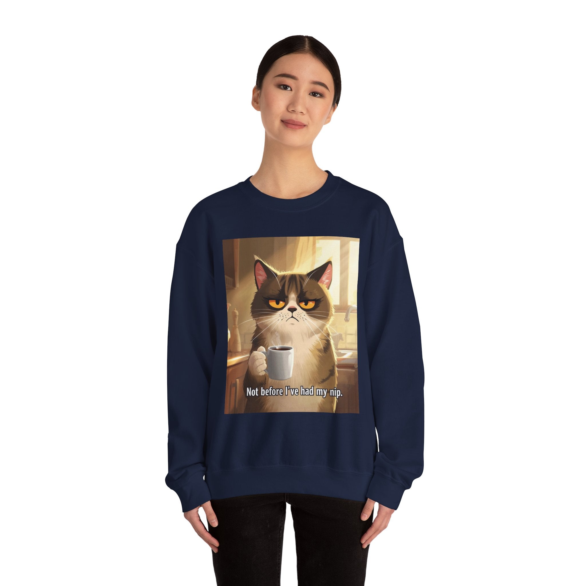 Funny Cat Crewneck Sweatshirt - Not Before Juice
