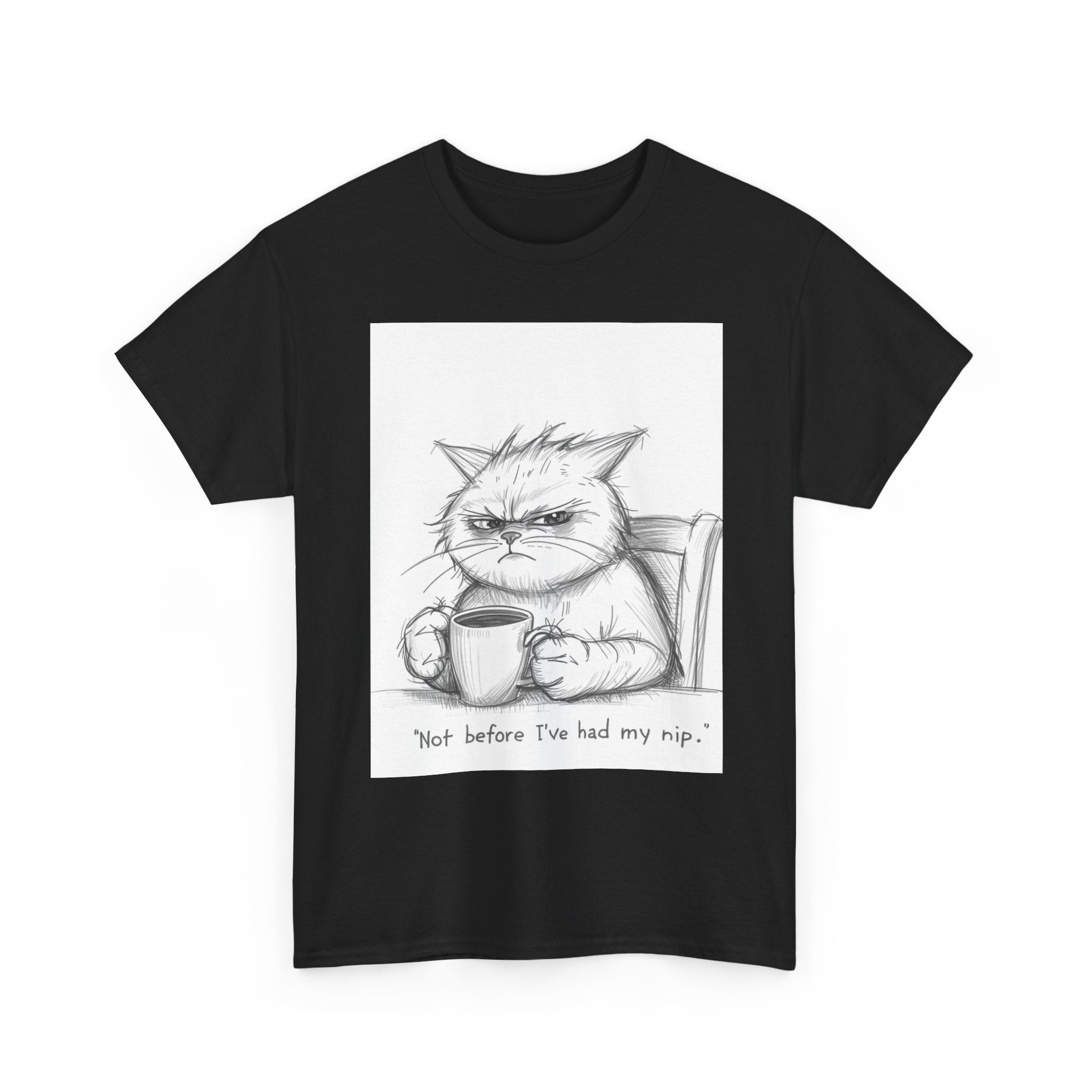 Funny Cat Coffee Unisex Heavy Cotton Tee
