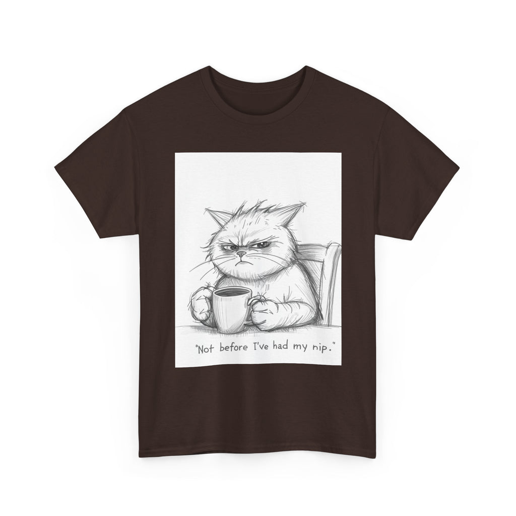 Funny Cat Coffee Unisex Heavy Cotton Tee