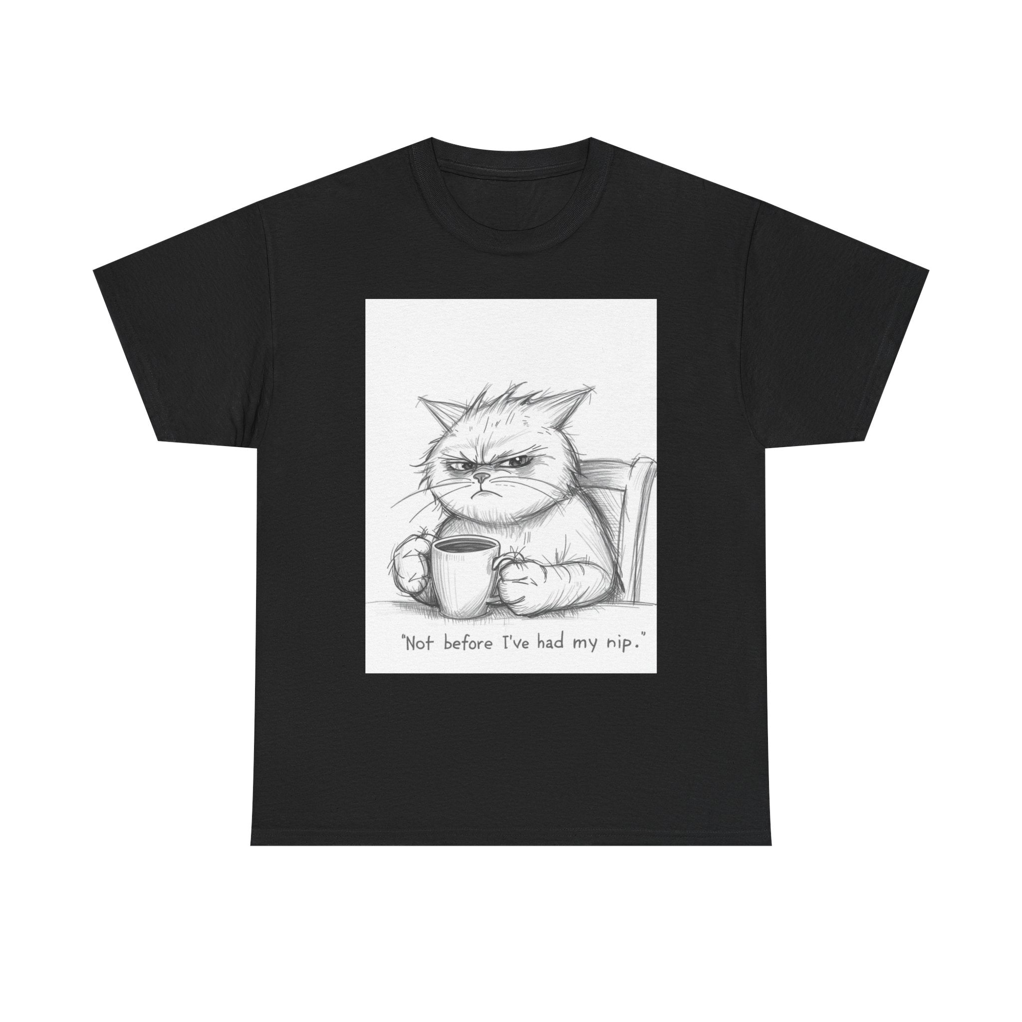Funny Cat Coffee Unisex Heavy Cotton Tee