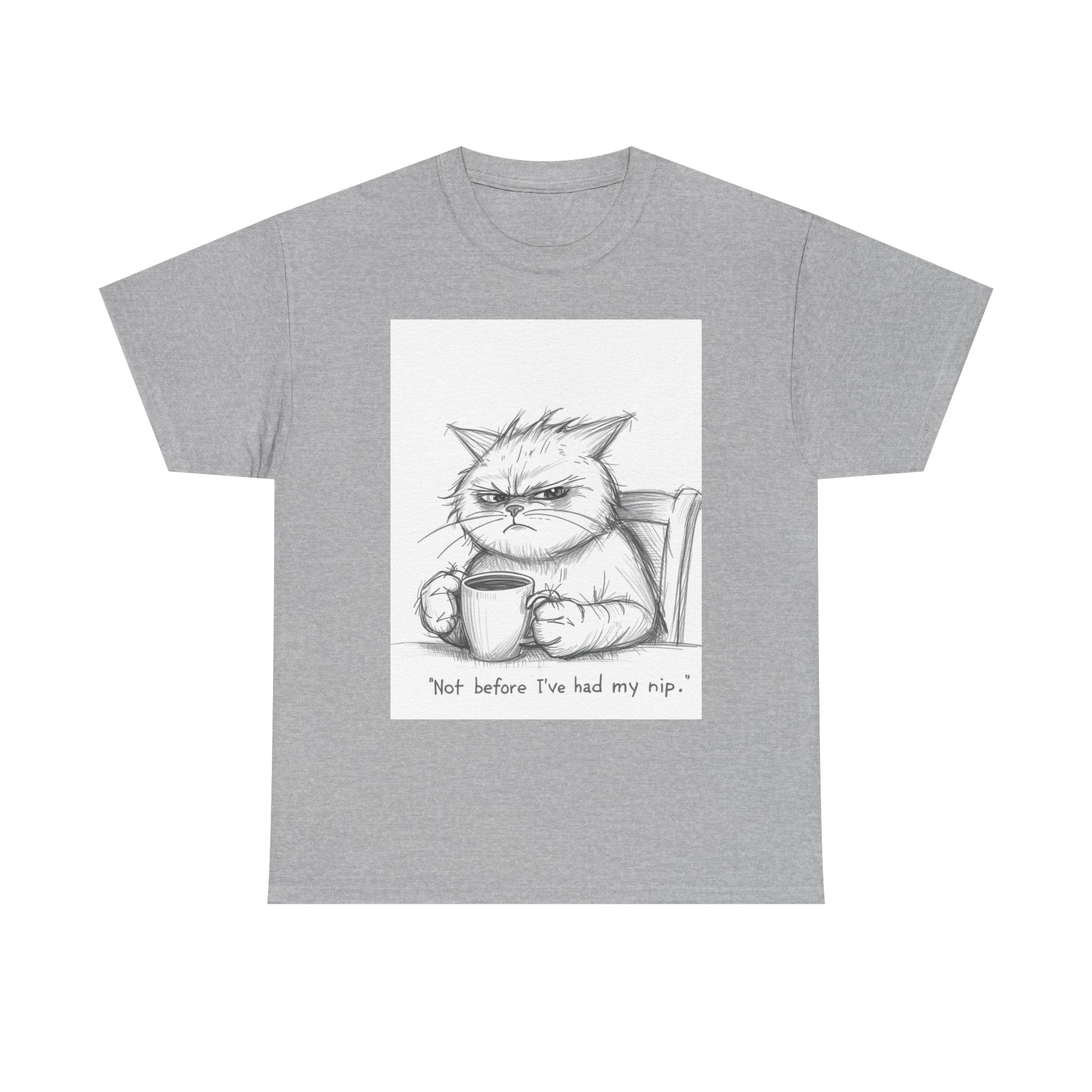 Funny Cat Coffee Unisex Heavy Cotton Tee
