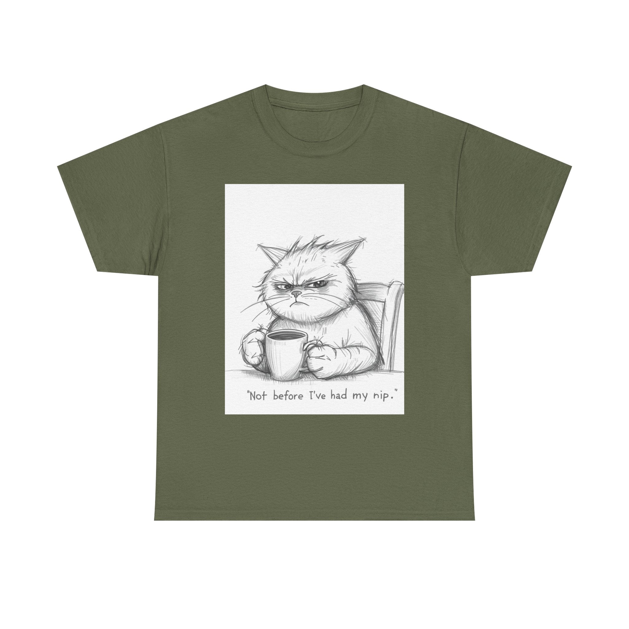 Funny Cat Coffee Unisex Heavy Cotton Tee