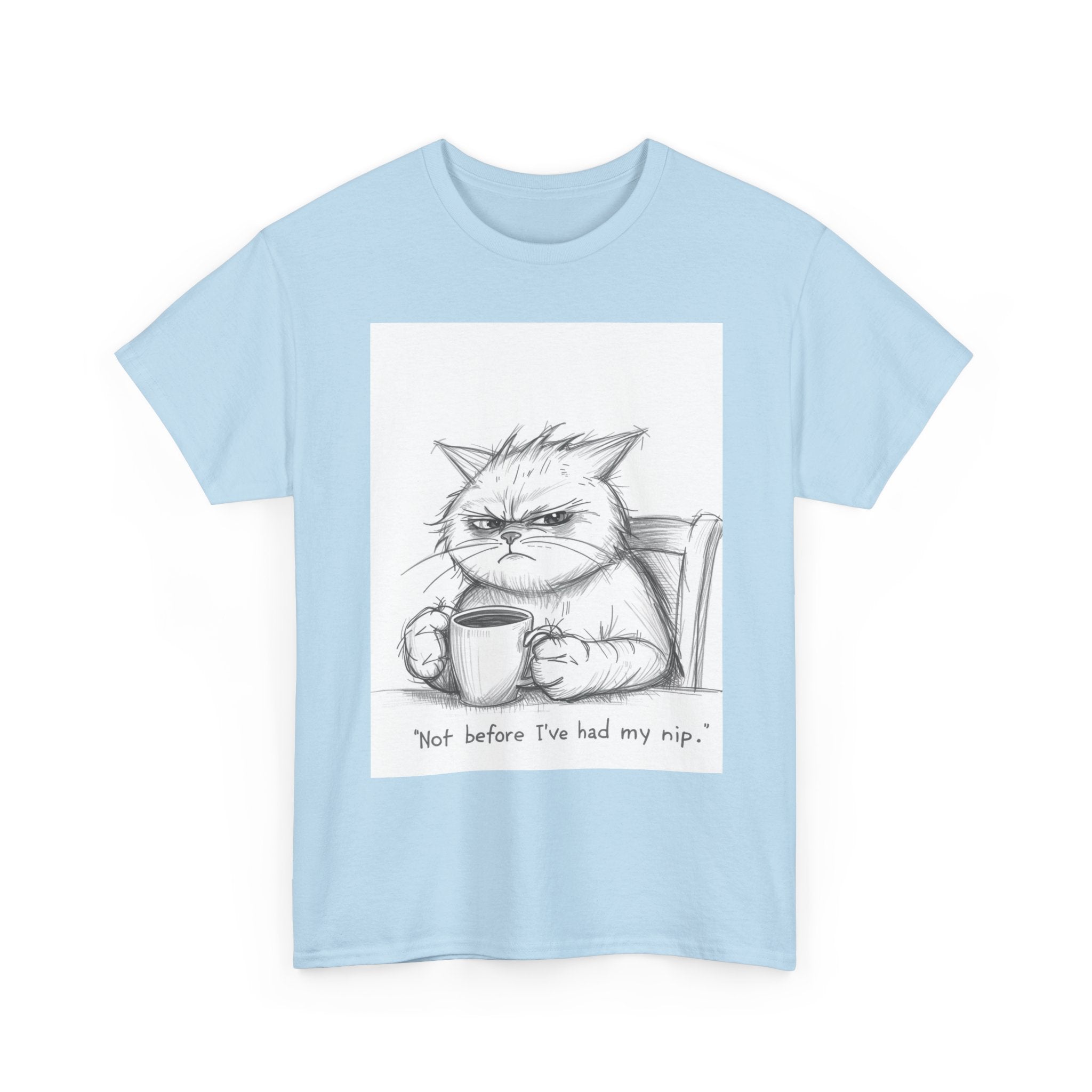 Funny Cat Coffee Unisex Heavy Cotton Tee