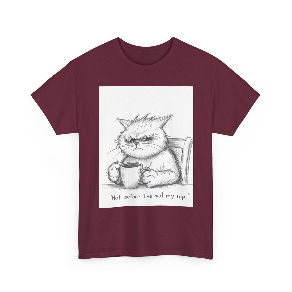 Funny Cat Coffee Unisex Heavy Cotton Tee