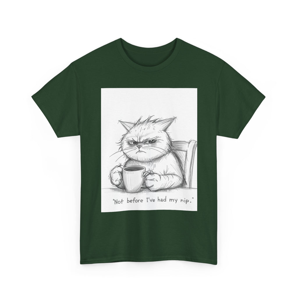 Funny Cat Coffee Unisex Heavy Cotton Tee