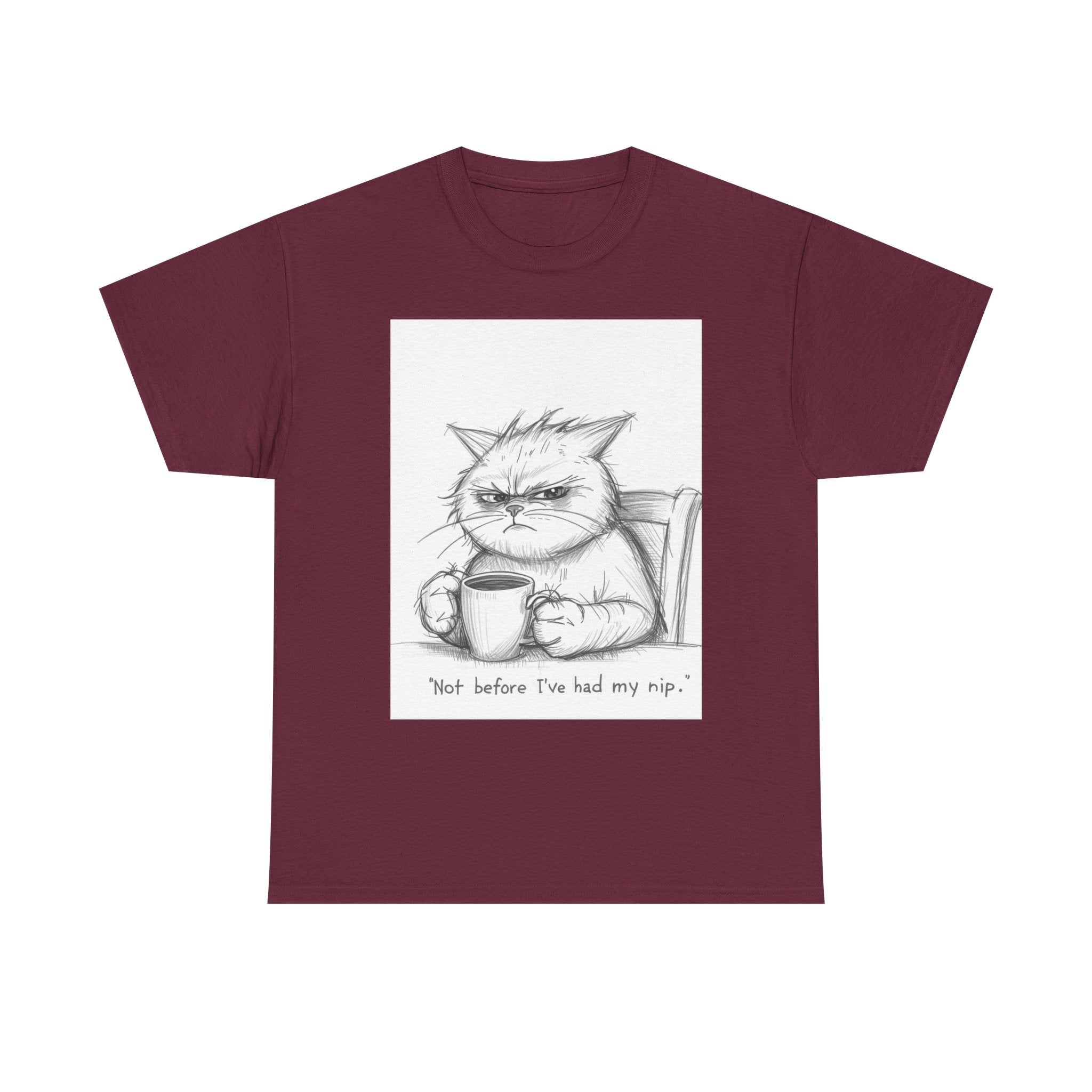 Funny Cat Coffee Unisex Heavy Cotton Tee