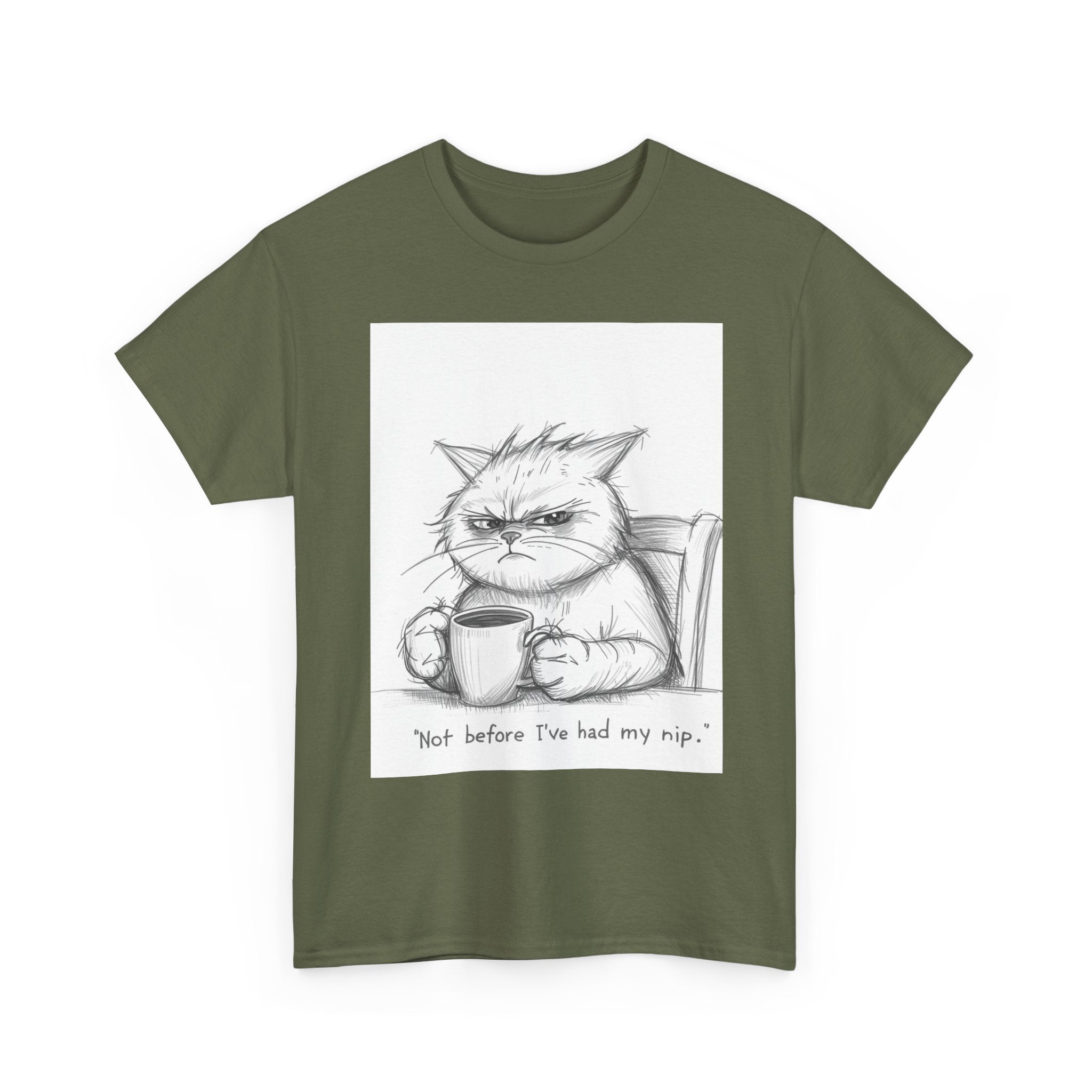 Funny Cat Coffee Unisex Heavy Cotton Tee