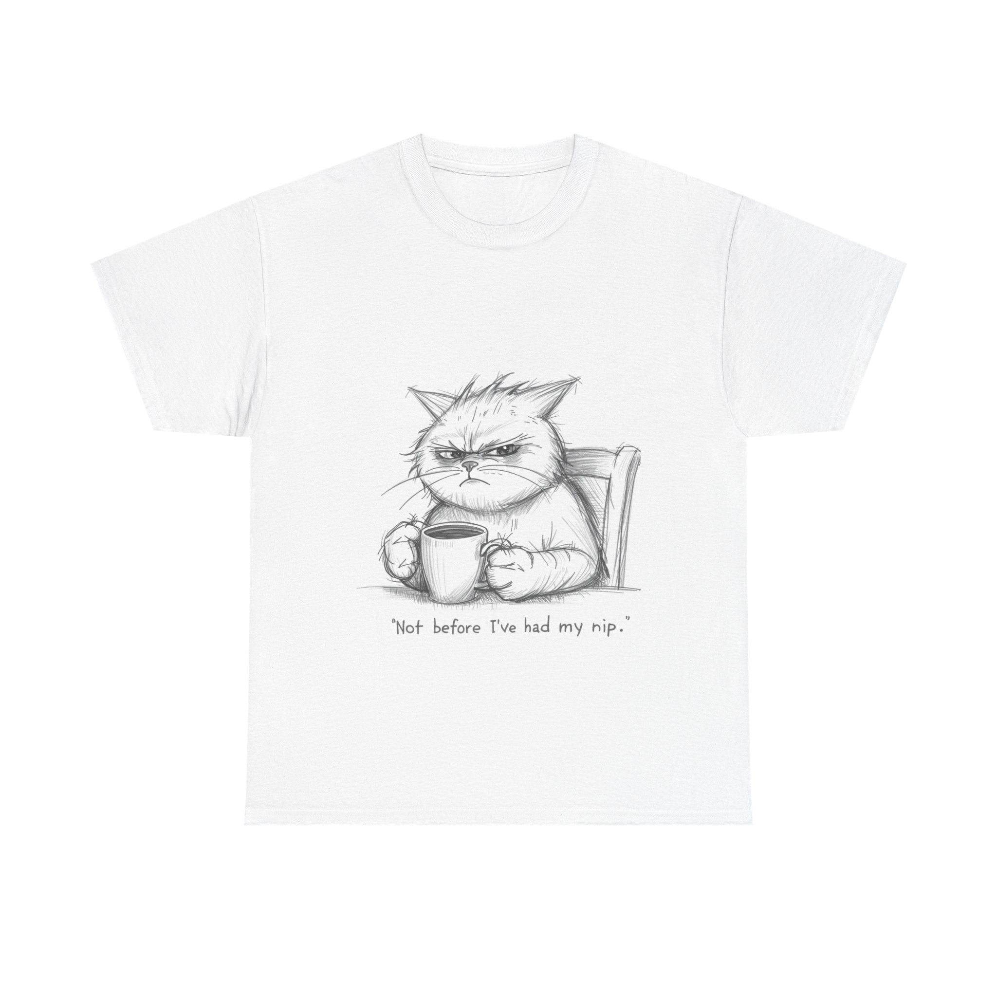 Funny Cat Coffee Unisex Heavy Cotton Tee