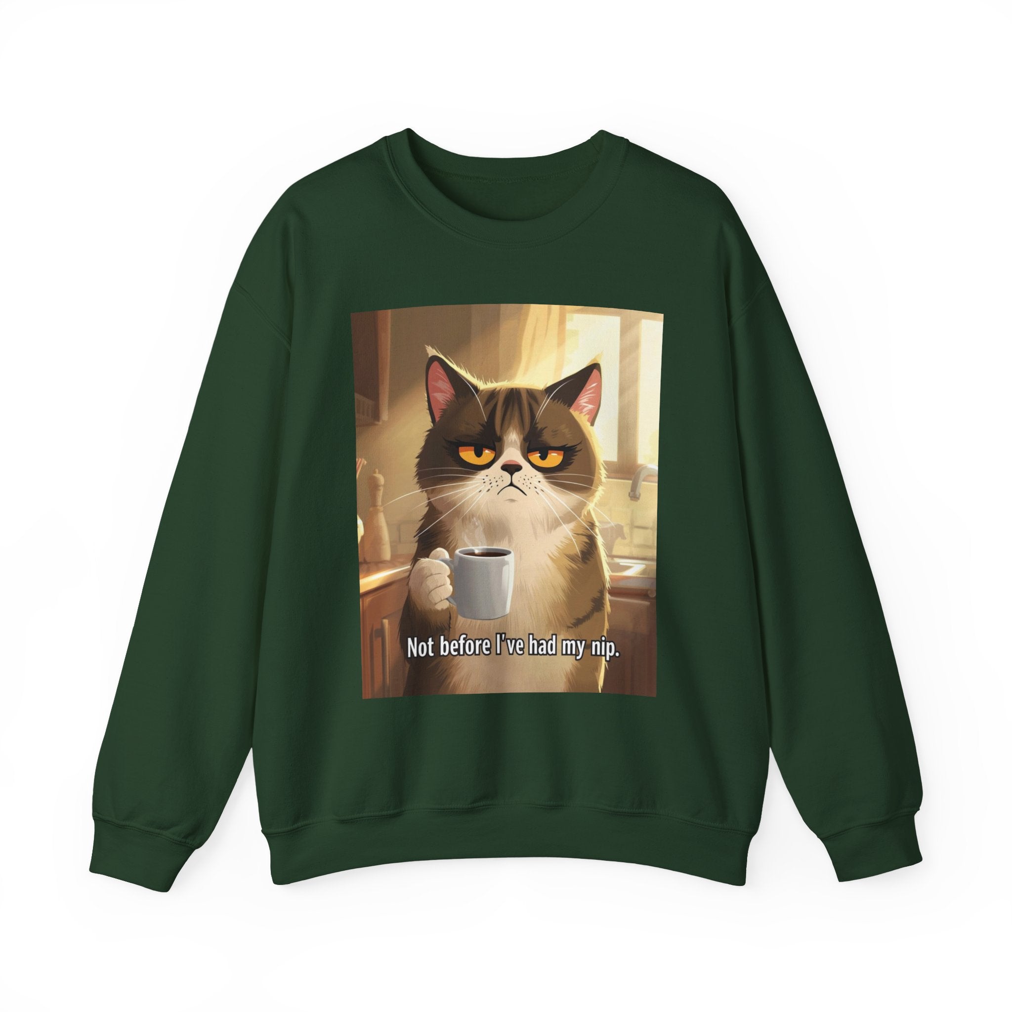 Funny Cat Crewneck Sweatshirt - Not Before Juice