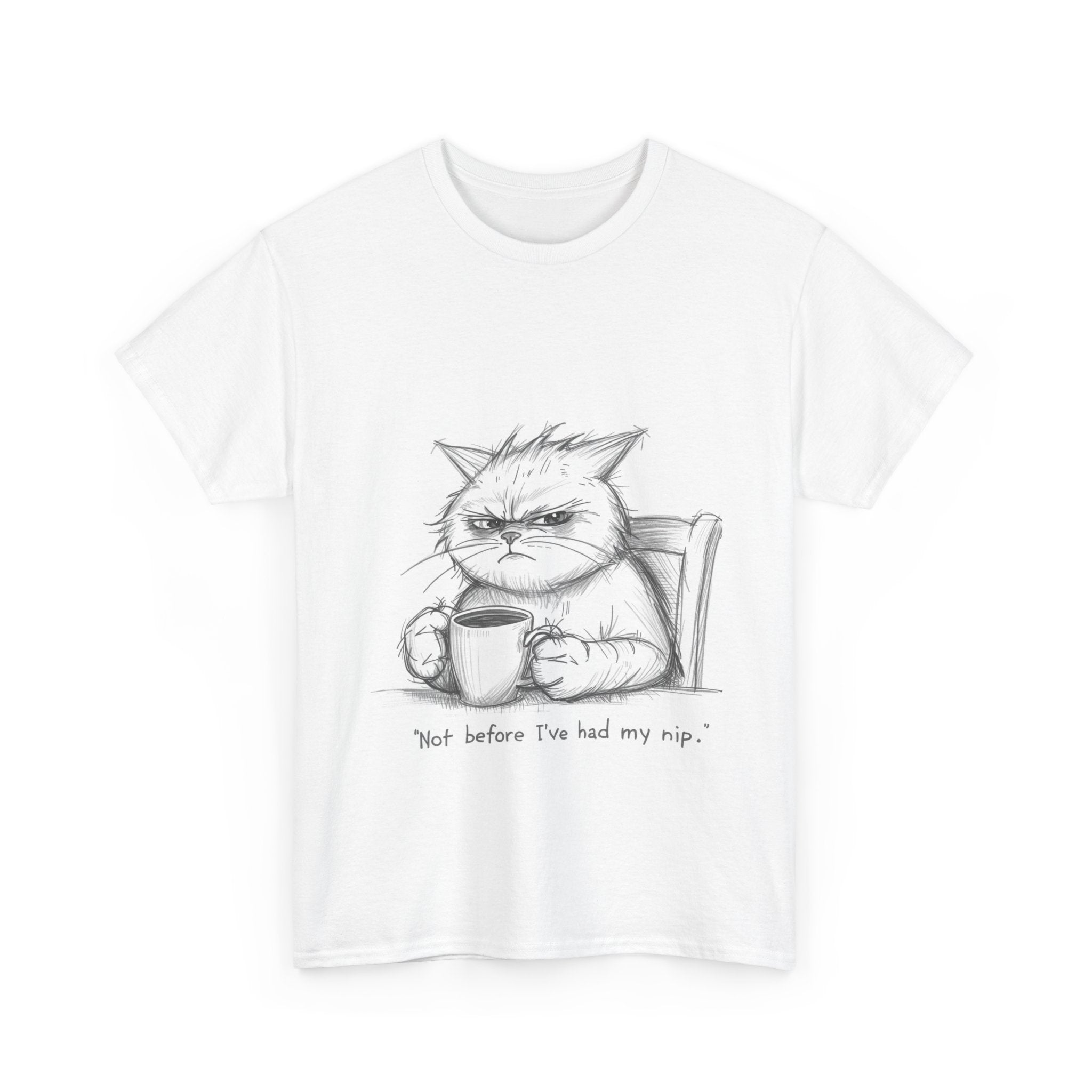 Funny Cat Coffee Unisex Heavy Cotton Tee