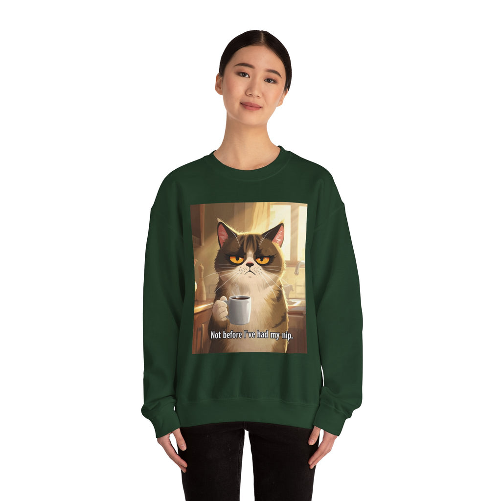 Funny Cat Crewneck Sweatshirt - Not Before Juice