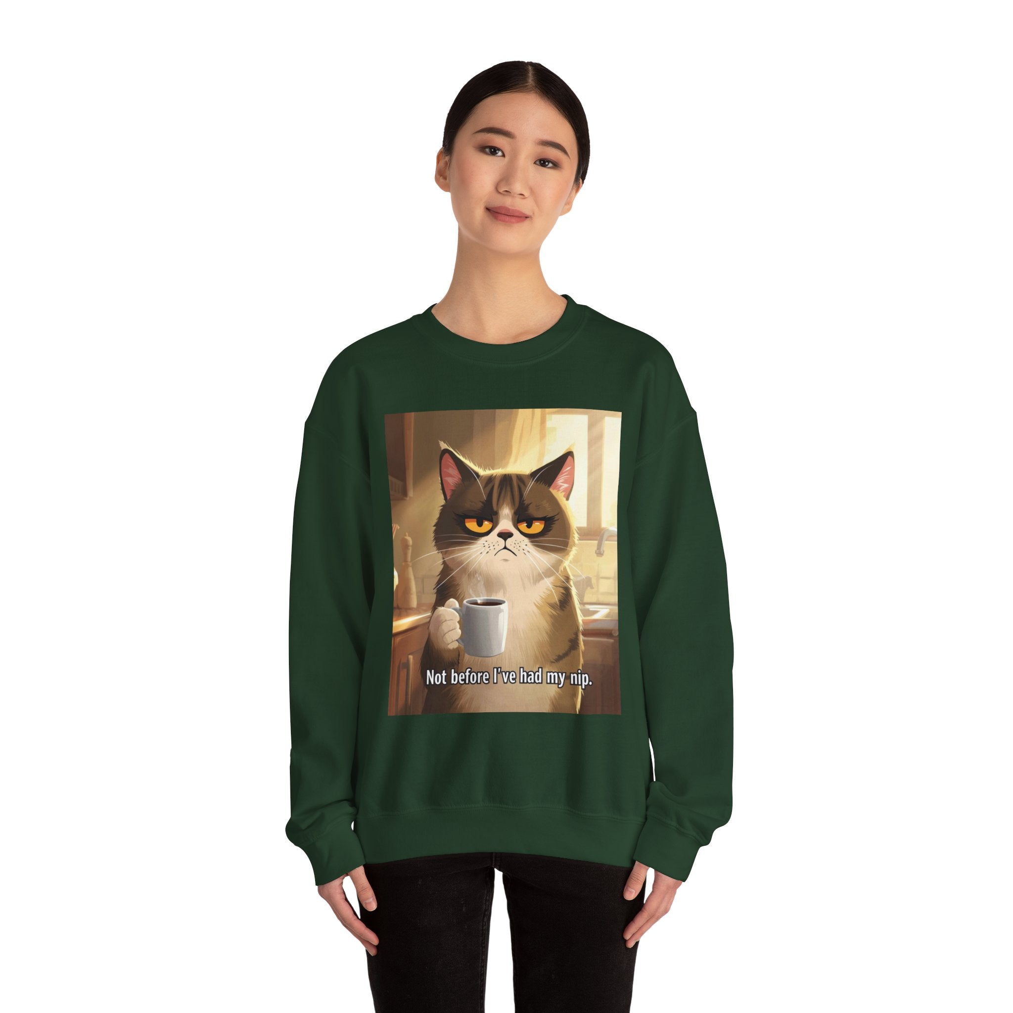 Funny Cat Crewneck Sweatshirt - Not Before Juice