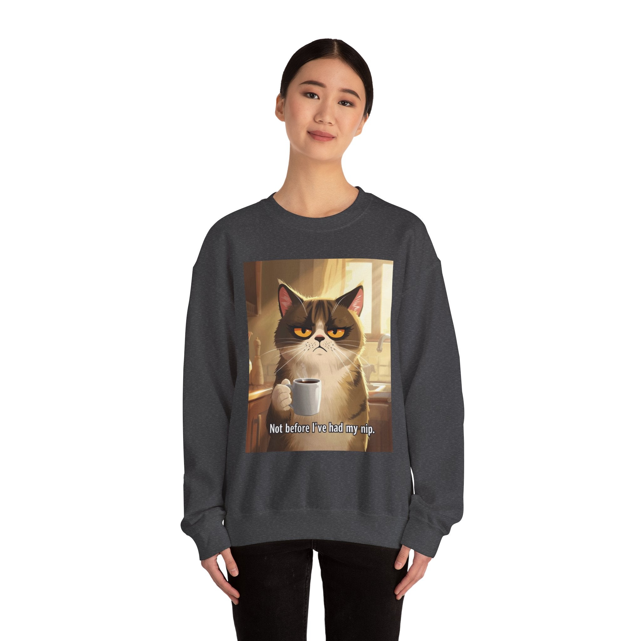 Funny Cat Crewneck Sweatshirt - Not Before Juice
