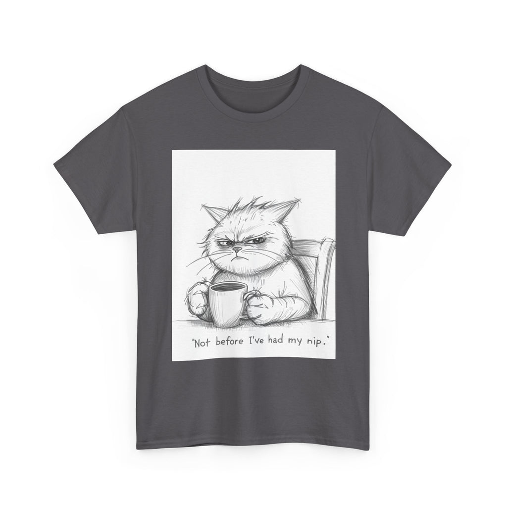 Funny Cat Coffee Unisex Heavy Cotton Tee