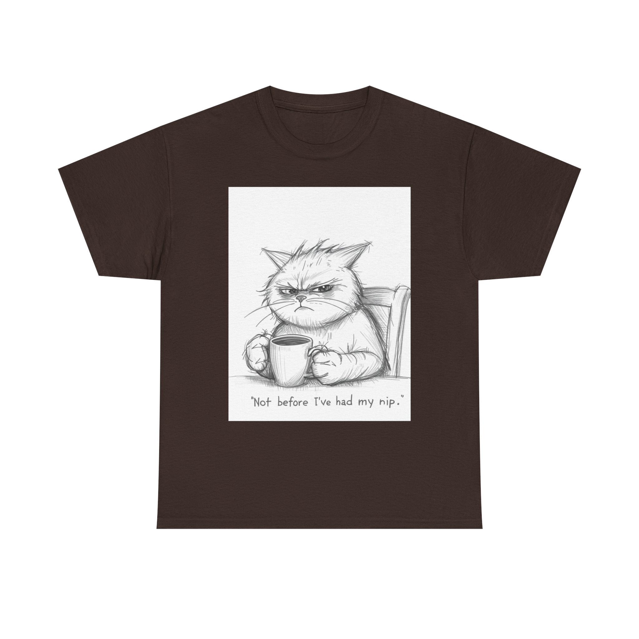 Funny Cat Coffee Unisex Heavy Cotton Tee