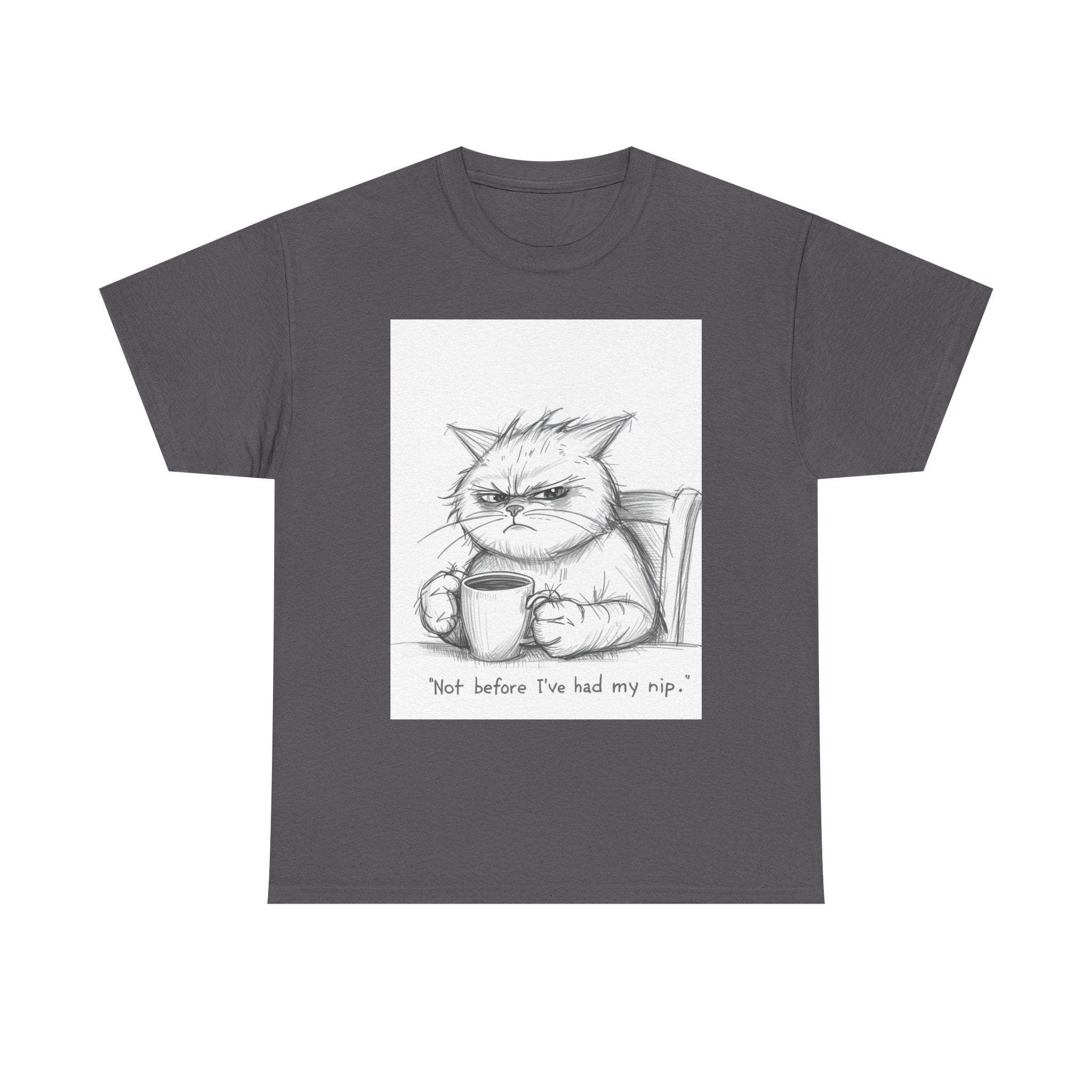 Funny Cat Coffee Unisex Heavy Cotton Tee