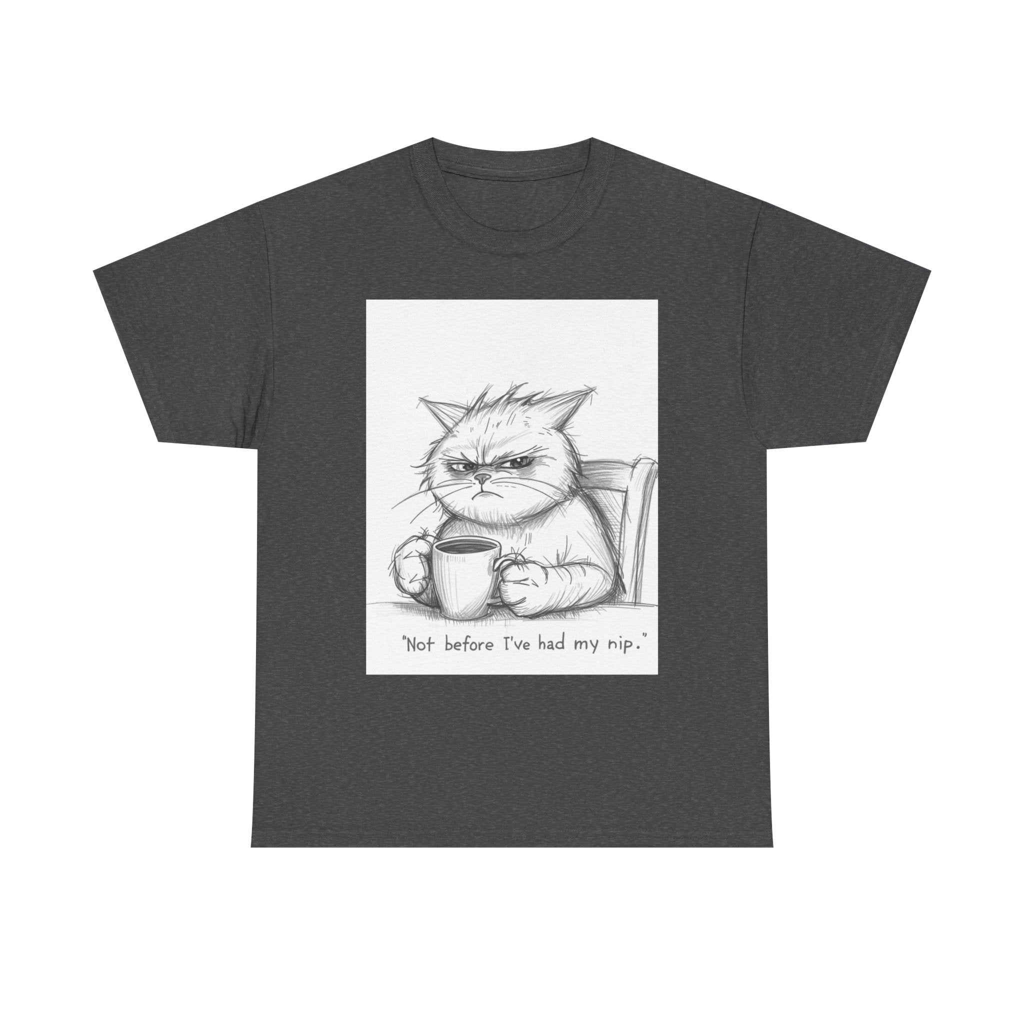 Funny Cat Coffee Unisex Heavy Cotton Tee