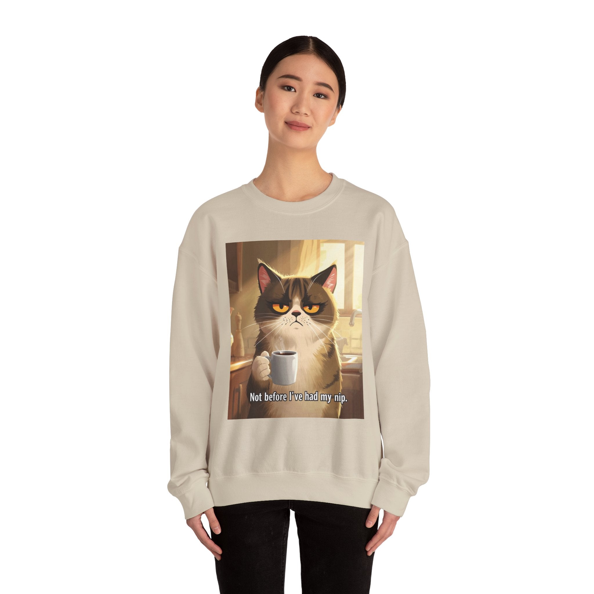 Funny Cat Crewneck Sweatshirt - Not Before Juice