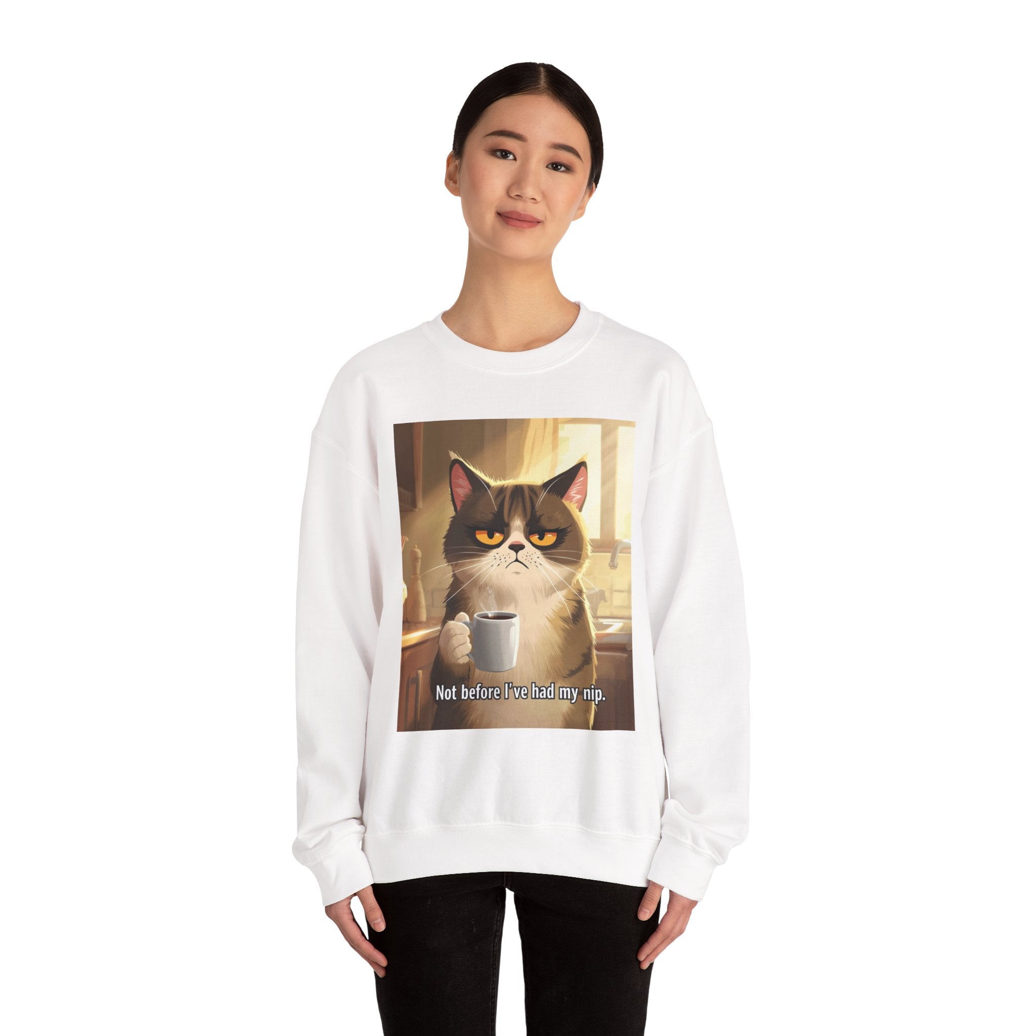 Funny Cat Crewneck Sweatshirt - Not Before Juice