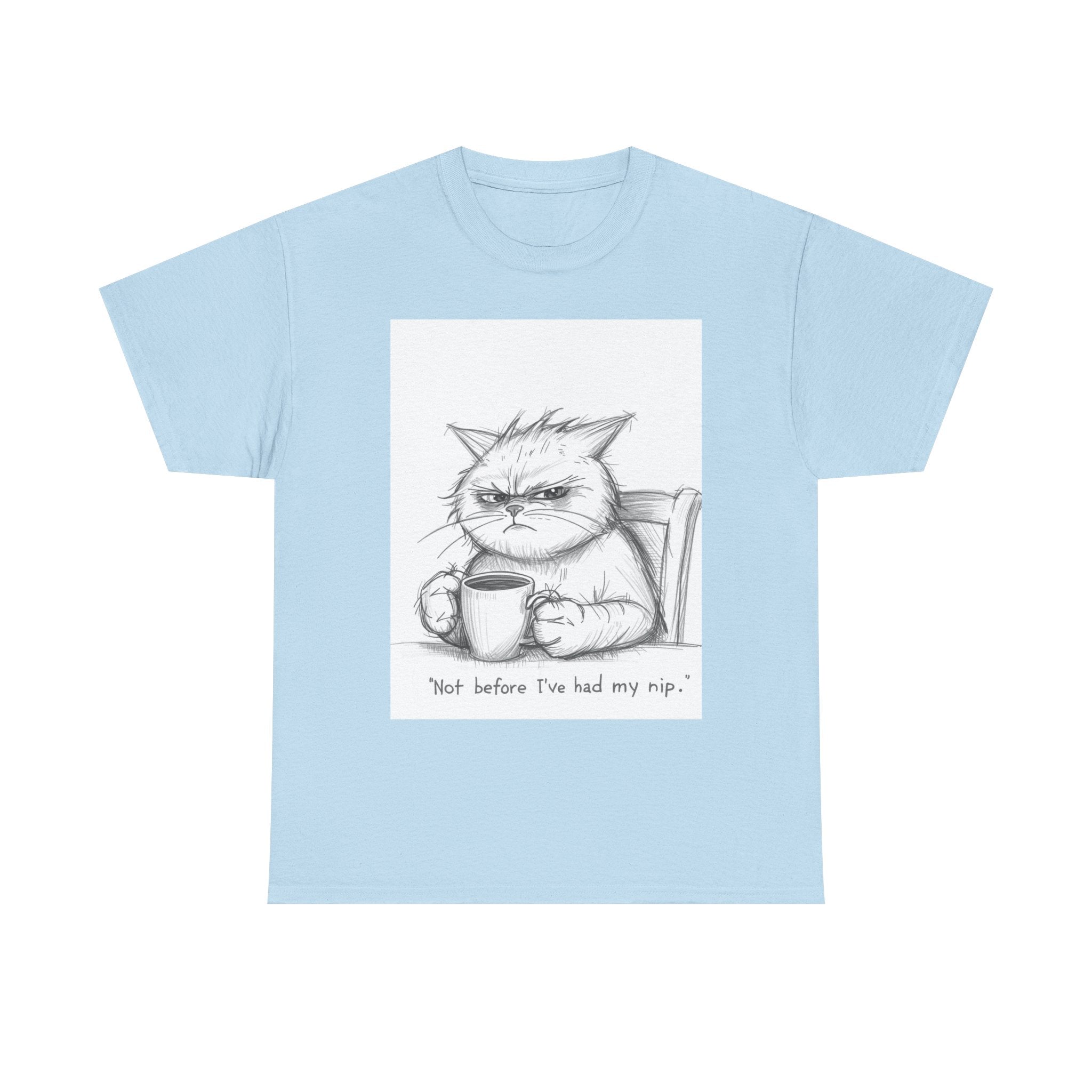 Funny Cat Coffee Unisex Heavy Cotton Tee