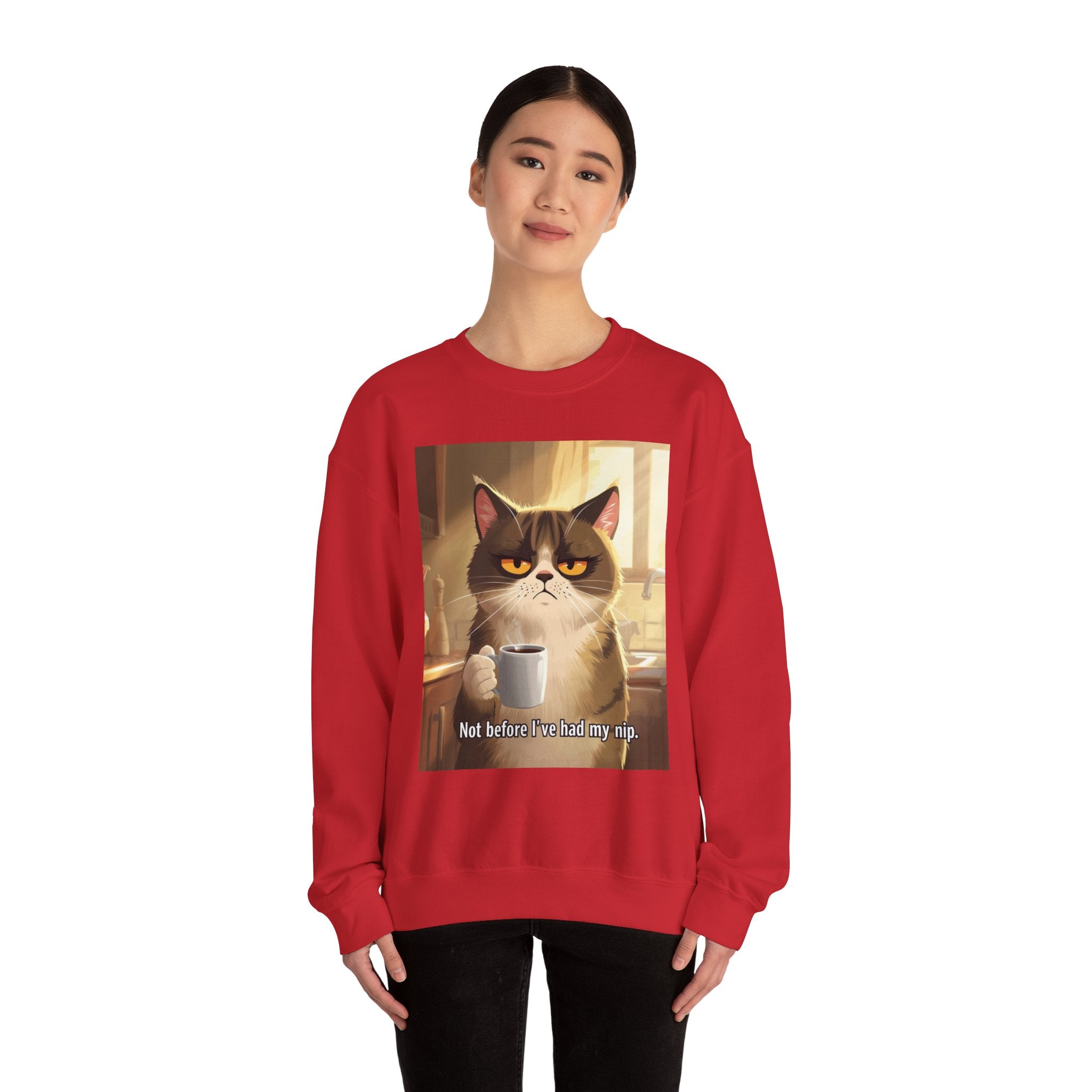Funny Cat Crewneck Sweatshirt - Not Before Juice