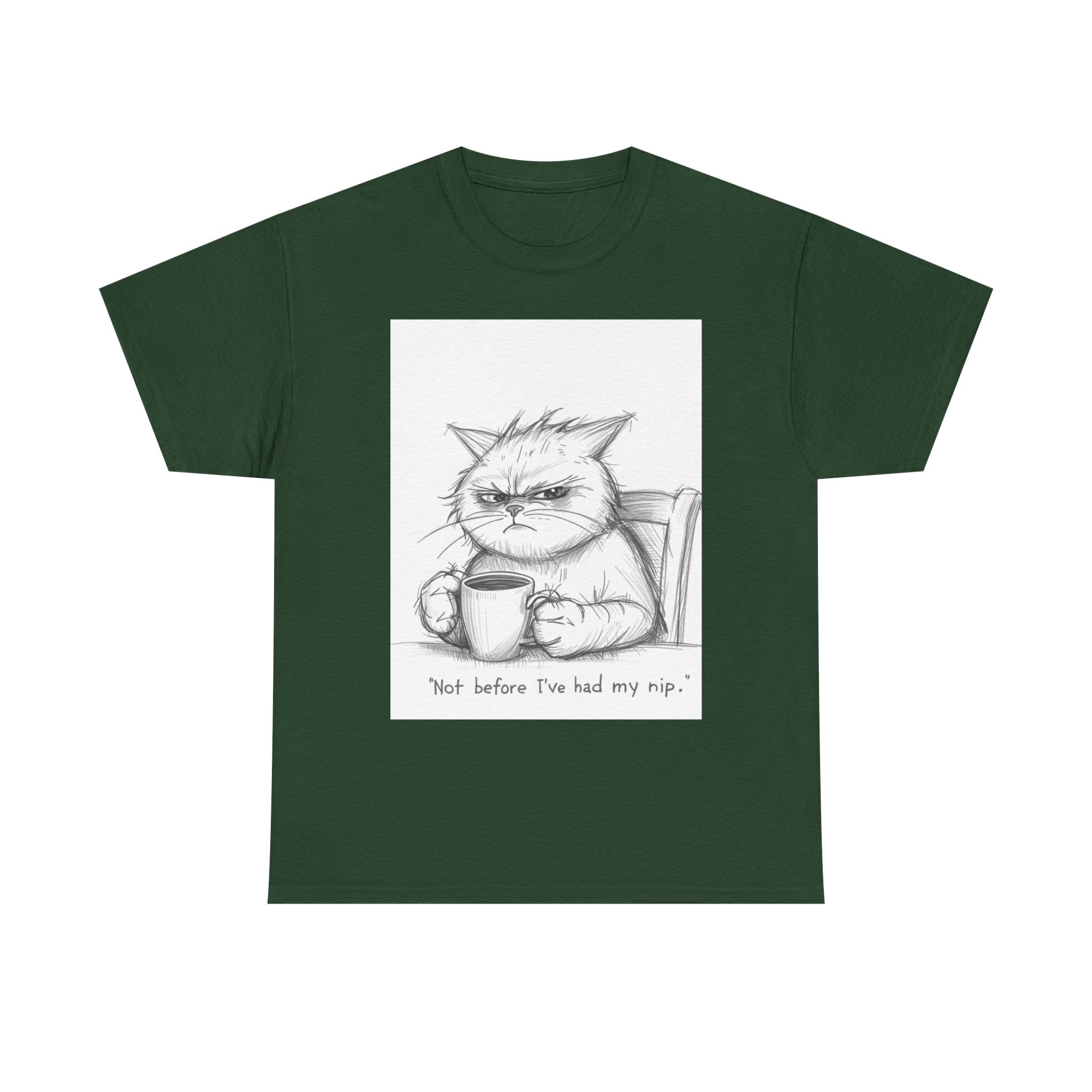Funny Cat Coffee Unisex Heavy Cotton Tee